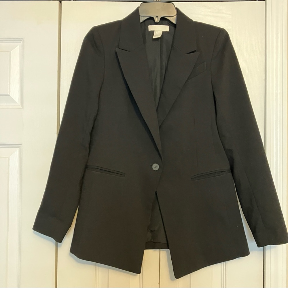 H&M Black Single Button Blazer Size 2 Suit Jacket